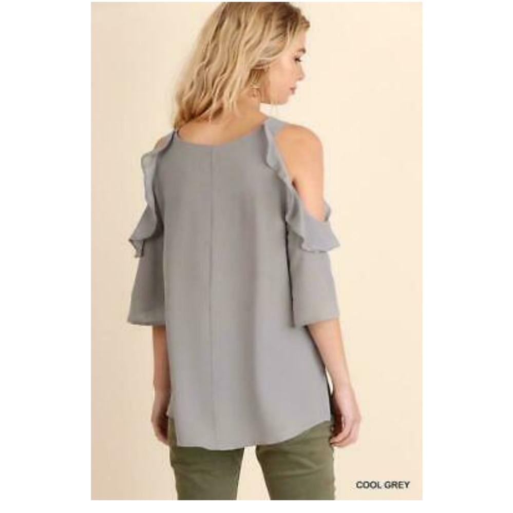 Hot Pink Cold Shoulder Ruffle Top - Picture 4 of 4